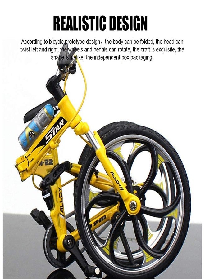 Lynkaye 1pcs Mini Bike Finger Mountain Bike Zinc Alloy Finger Mountain Bike Mini Bicycle Model Cool Boy Toy Decoration Crafts for Home，Bedroom, Living Room, Office, Study Decoration (Yellow) - Image 4